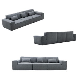 Canapé d'angle modulaire en velours côtelé noir en forme de U, 4 places, pour salon - Product Image 1