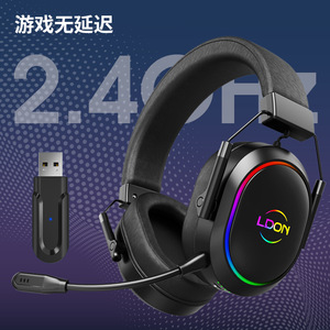 Casque de jeu sans fil Ldon, Bluetooth 5.0, avec micro, pour PC, PS4, Xbox, ordinateur portable, casque de sport électronique, lumière RGB, chargement de type C - Product Image 2