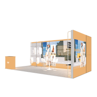 Stan Pameran Modular Aluminium SEG Backlit 10x20 kaki Tanpa Alat, Booth Pameran Kustom dengan Dudukan TV dan Rak