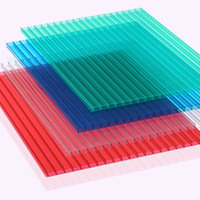Échantillons gratuits Écologique Twinwall Polycarbonate Serre Panneau Design Moderne PC Feuille Creuse Twin Wall PC Plastique Couleur Verte