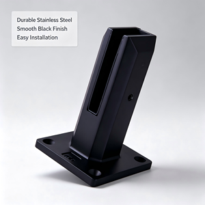 Support de balustrade en acier inoxydable noir, fixation au sol, pour garde-corps d'escalier, terrasse, balcon - Product Image 2