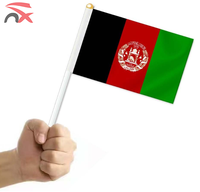 Pays personnalisé 14*21cm Polyester Afghanistan Petit drapeau national afghan agitant la main avec poteau en plastique