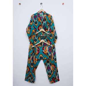 Conjunto de Pijama Informal de Otoño para Mujer, 100% Algodón Satinado, Cuello Camisero, Cintura Elástica, Transpirable, de 2 Piezas, Manga Larga, ODM - Product Image 2