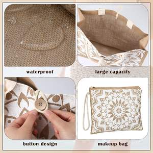 Bolsa de yute para <span class=keywords><strong>mujer</strong></span>, venta al por mayor, logotipo personalizado, bolsa de boda de yute, bolsa de compras de yute de arpillera para regalos de cumpleaños de playa - Product Image 3