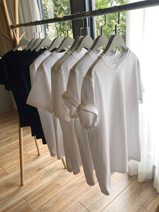 <span class=keywords><strong>T</strong></span>-<span class=keywords><strong>shirt</strong></span> Unisex <span class=keywords><strong>Basic</strong></span> in cotone 100% cotone tinta unita bianco nero di alta qualità - Product Image 4