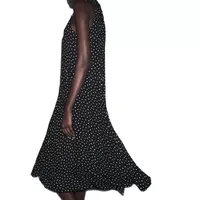 Robe élégante sans manches à pois pour femme, coupe ample, taille haute, saison automne, livraison rapide