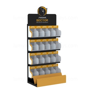 Caja de acrílico transparente Soporte de piso de metal con divisores para semilla de grano Animal Fish Feed Storage Bin Display - Product Image 2