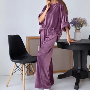 Pyjamas 2 pièces personnalisés Pyjamas pour femmes Cardigan à revers Offre Spéciale d'automne à imprimé floral, vêtements de nuit pour femmes 2 pièces Pyjamas/