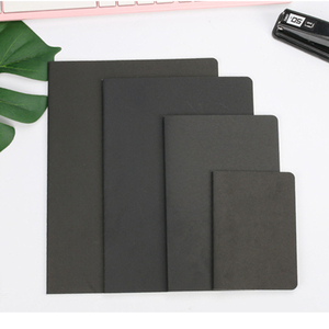 A4 A5 A6 B5 Black and Brown Kraft Paper Composition <strong>Notebook</strong> with Sewing Binding and Blank <strong>Lined</strong> Pages - Product Image 3