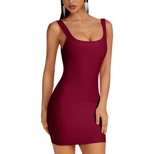 Mini-robe d'été décontractée pour <span class=keywords><strong>femme</strong></span>, style débardeur, col carré, à rayures, moulante, sexy, taille naturelle, pour invitée de mariage, rose et noir - Product Image 2