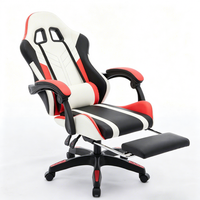 Chaise de gaming ergonomique moderne Boss Racing avec dossier haut, appui-tête réglable, massage, pliable, en cuir PU, pivotante, avec repose-pieds