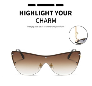 New Trendy French Sunglasses Custom Logo Uv400 Metal Retro <b>Large</b> <b>Frame</b> Shades One Piece Lens Sunglasses Rimless Sunglasses - Product Image 4