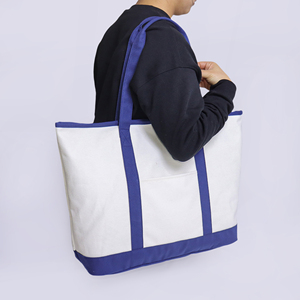 <b>Large</b> Cotton Canvas Tote <b>Bag</b> Contrast Color Shopping Travel <b>Beach</b> Carryall Custom Logo Women Shoulder Handbag Canvas Boat <b>Bags</b> - Product Image 3