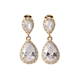 Orecchini Pendenti E3744 in Oro Bianco con Cristalli a Goccia e Strass, Gioielli Classici da Sposa per Donna - Product Image 1