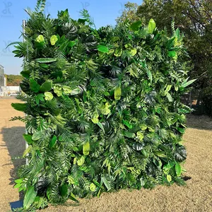 Promise Whosale PE Plastic Green Grass Panel On Sale Artificial Plant Privacy Plant Flower Wall For Garden Decoration
