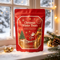 Pochette de Noël personnalisée professionnelle, résistante à l'humidité, en BOPP refermable avec fermeture éclair, pour chocolats, noix, biscuits, emballage cadeau de Noël