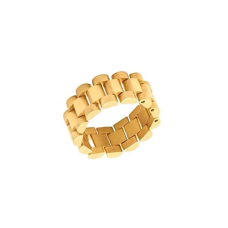 Firstmadam Hiphop Custom 18K Massief Gouden Horloge Band Ring Voor Vrouwen Meisjes