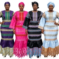 Robes longues de soirée africaines grande taille pour femmes 2026 – Robe de luxe brodée Bazin élégante pour mariage musulman et soirée