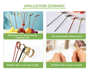 Thực Phẩm Cấp Dài Khô Màu Xanh Lá Cây Tre Hoa Stick Cho Ngoài Trời BBQ Biểu Tượng Tùy Chỉnh <span class=keywords><strong>Teppo</strong></span> Tre Knot Xiên Cho Nhà Sử Dụng Cắm Trại - Product Image 5