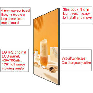 Ultra-Estrecho 43 \ "4mm bisel pantalla Horizontal o Vertical montaje en pared Metal LCD tablero <span class=keywords><strong>de</strong></span> menú Digital para uso en restaurante - Product Image 2
