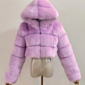 Festa di spedizione gratuita cappotti corti caldi invernali alla moda <span class=keywords><strong>pelliccia</strong></span> finta da ragazza per donna piumini - Product Image 5