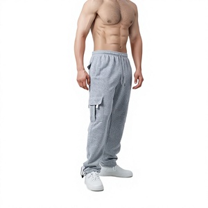 Men's Gray Lightweight Cargo Sweatpants Elastic Waist Drawstring Multiple Pockets Casual Jogger Pants OEM Service Summer - Product Image 1