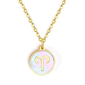 Collier avec pendentif en forme d'étoile, symbole signes du zodiaque, 12 constellations, bijoux imperméables en or 18k, Horoscope, disque, pièce de monnaie - Product Image 4