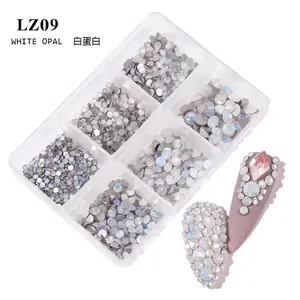 TSZS New Arrival 6Grids/box Nail Art Rhinestones Flat Back AB Mixed Size Opal Nail Rhinestones Wholesale 3d Nail Art Rhinestones