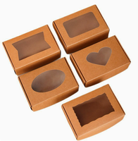 Boîte à cupcakes carrée rigide en papier kraft avec fenêtre, matériaux recyclés, emballage alimentaire pour gâteaux, cadeaux de Pâques et de la Saint-Valentin