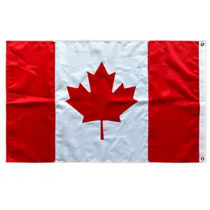 Luxury Made Embroidery Canadian Flag With Brass Grommets Waterproof And UV Resistant Embroidered Flag Of Canada