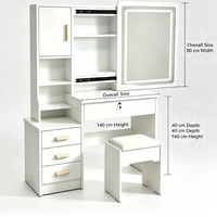 Table de maquillage multifonctionnelle en bois avec étagères de rangement grande capacité et tiroir verrouillable pour chambre d'hôtel, vente en gros
