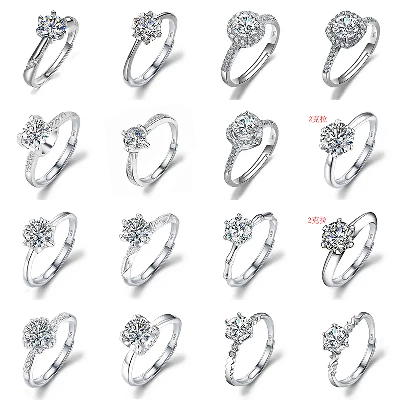 2022 Fashion Custom Sterling Silver Moissanite Rings Diamond Wedding Jewelry 925 Sterling Silver Ring For Women Wedding