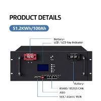 Batterie solaire domestique LiFePo4 Lithium-ion montée sur rack 48V 51.2V 5kWh 10kWh 15kWh 16kWh