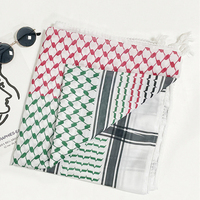 Écharpe de Palestine Tactique Yashmagh Shemagh Unisexe Noir Arabe Hommes Arafat Écharpe Keffiyeh avec Pompon