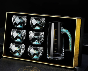 Set di Bicchieri e Decanter per Vino e Whisky con Pietre Diamantate Blu <span class=keywords><strong>Uniche</strong></span> - Product Image 1