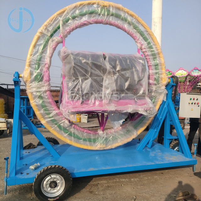 Exciting Amusement Rides Portable Park Attraction Motorized Rotary 3D Moveable Human Gyroscope Trailer Mounted CE Certified 2-6