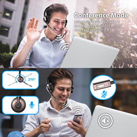 Casque d'écoute sans fil avec microphone antibruit, casque supra-auriculaire avec micro muet, casque PC mains libres pour les équipes Zoom/Ms