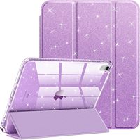 WOWCASE Étui de protection transparent scintillant avec support pour crayons, coque mignonne en TPU rose pour iPad 10e génération 10,9 pouces