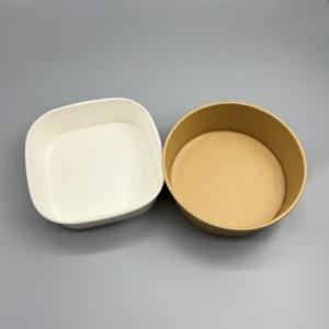 Bol à soupe et salade jetable en papier kraft de qualité alimentaire, enduit de PE PLA, avec couvercles assortis, pour la restauration à emporter - Product Image 3