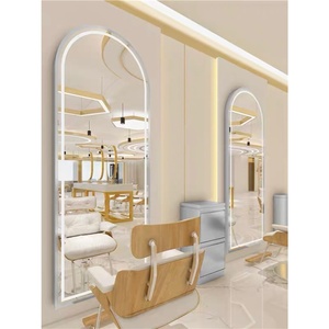 <span class=keywords><strong>Miroir</strong></span> de salon <span class=keywords><strong>LED</strong></span> en forme d'arche <span class=keywords><strong>avec</strong></span> cadre doré de luxe, <span class=keywords><strong>miroir</strong></span> mural pleine longueur pour salon de coiffure, mobilier de salon de beauté - Product Image 2