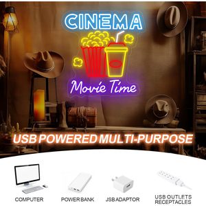Cinema Movie Time Letreros Neon LED dimmable USB powered ambient <b>light</b> store <b>window</b> decoration <b>light</b> street indicator <b>light</b> 5v - Product Image 1