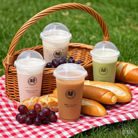 Gobelets jetables écologiques en plastique transparent de 90 mm de diamètre pour thé au lait, avec couvercles, fond épais, bord lisse, anti-fuite, pour mariage et boissons Boba