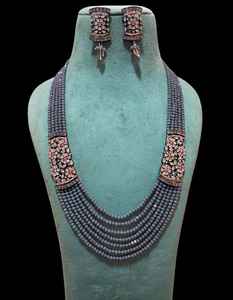 <b>Indian</b> Manufacturer 6 Layer Women's Gold Plated Bollywood Kundan Ethnic Style Wedding Engagement Pearl Mala Necklace <b>Sets</b> - Product Image 4