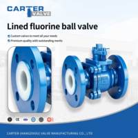 Vanne à boisseau sphérique doublée PTFE WCB CF8 à brides PN16 ANSI150 résistante aux acides et aux alcalis PFA FEP Téflon anti-corrosion chimique API ANSI DIN OEM