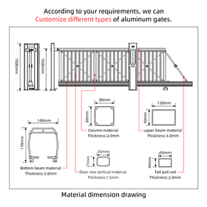 Portes automatiques à cantilever coulissantes en aluminium avec capteur infrarouge moderne pour l'extérieur, pour usine, entrepôt, ferme - Product Image 2
