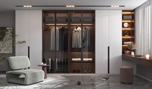 Armario <span class=keywords><strong>Vestidor</strong></span> Moderno de Madera Maciza de Lujo Personalizado, Ecológico, Duradero, Ahorra Espacio, con Puertas de Vidrio para Dormitorio de Apartamento u Hotel - Product Image 5