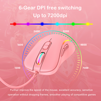 Mouse Gaming Onikuma CW907 OEM Pink Ringan, Mouse Optik RGB Berkabel dengan Logo Kustom untuk Laptop Gamer