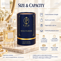 Emballage cosmétique de luxe en tube de papier cylindrique noir élégant avec insert en mousse pour huile essentielle, biodégradable, taille personnalisée