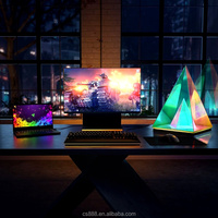 Lampe de bureau moderne en cube coloré LED holographique 3D pyramide veilleuse noir blanc télécommande pour table de chevet de chambre à coucher
