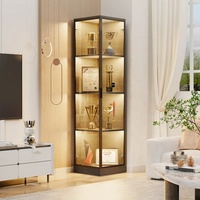 Moderner Massivholz-LED-Vitrinenschrank mit Glastüren Spielzeug- und Figurenausstellungsschrank Wohnmöbel Staubdichtes Design
